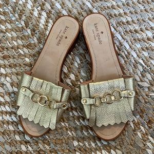 Kate Spade Gold Fringe Slide with gold chain Size 8M